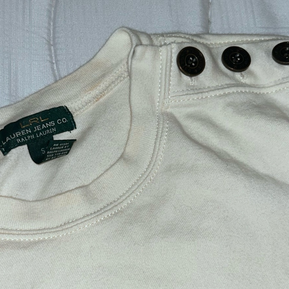 Ralph Lauren Cream Long Sleeve Top with Button Detail